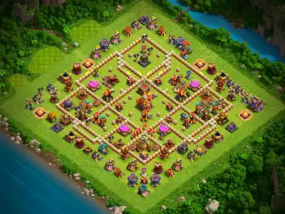 Layout TH16 Hybrid Base Anti 2 Star Ring Layout for Clash of Clans