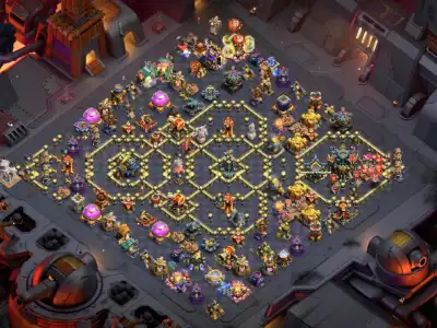 Layout Terbaru TH17 War Base Anti 2 Star defense and Air Trap for electro