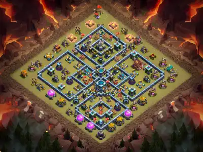 Layout TH13 War badr Anti 3 Star Base for coc with Copy Link