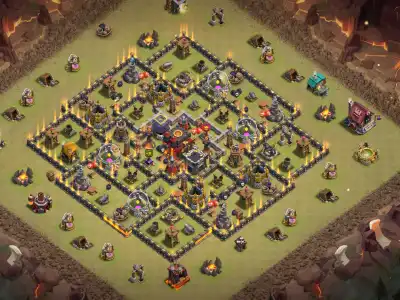 Layout TH10 War Base Anti 3 Star Anti Dragon Copy Link