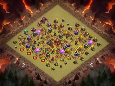 Layout TH10 War Base Anti 3 Star Layout for Clash of Clans