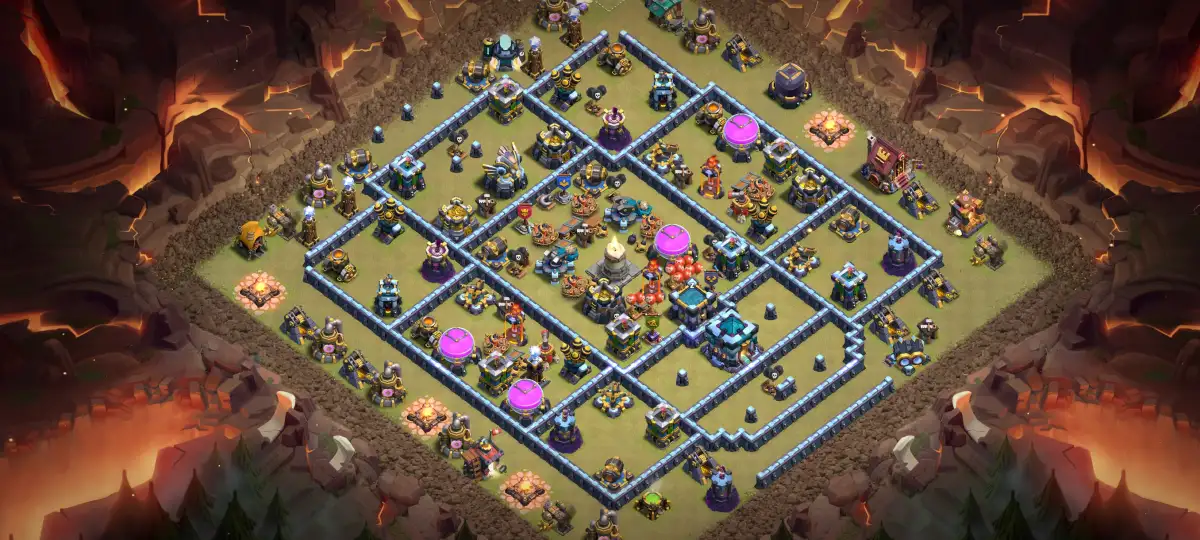 TH13 War Base with Offset Town Hall and Split Core