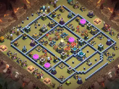 Layout TH13 War Base with Offset Town Hall and Split Core