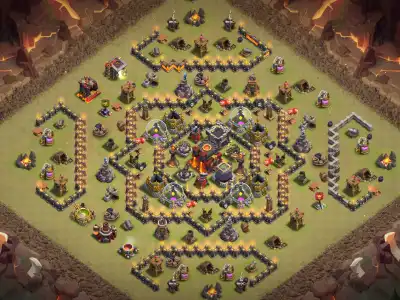 Layout TH10 War Base Anti 3 Star Ring Style Copy Link