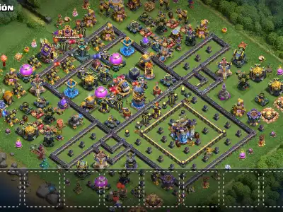 Layout TH18 War Base – Off‑Center TH Box with Diamond Ring (Anti 2/3)