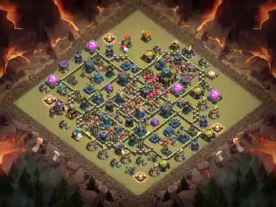 Layout TH17 War Base Anti 3 Star Ring Style Copy Link Layout