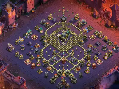 Layout TH17 War Base for Clash of Clans with Anti 2 Star Core