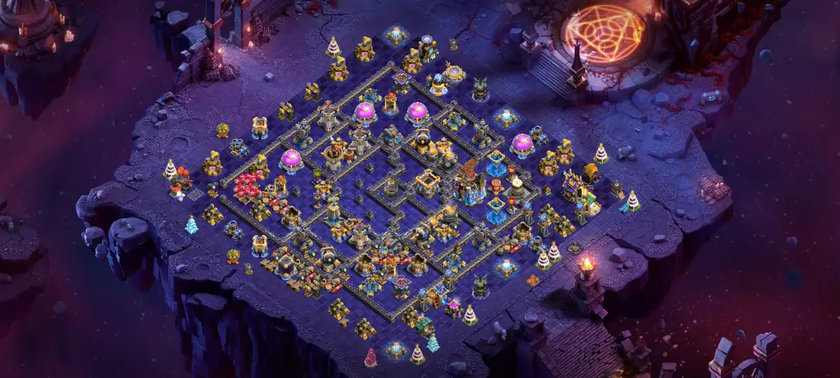 TH18 War Base with Offset Town Hall and Split Core