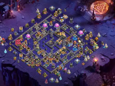 Layout TH18 War Base with Offset Town Hall and Split Core