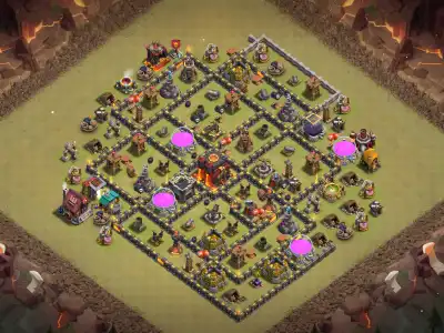 Layout TH10 War Base Anti 3 Star Hybrid Layout with Copy Link