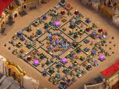 Layout TH18 War Base with Central Core and Anti Air Spread