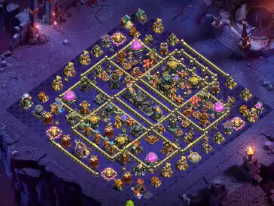 Layout TH17 War Base Anti 3 Star Layout with Copy Link
