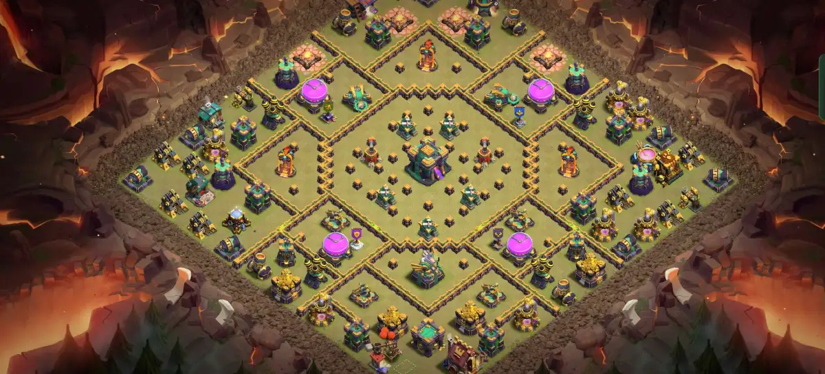 TH14 War Base Anti 2 Star Ring Layout with Copy Link