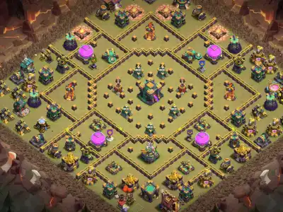 Layout TH14 War Base Anti 2 Star Ring Layout with Copy Link