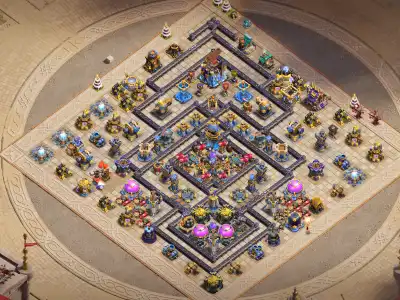 Layout TH18 War Base with Central Core and Anti Air Layers