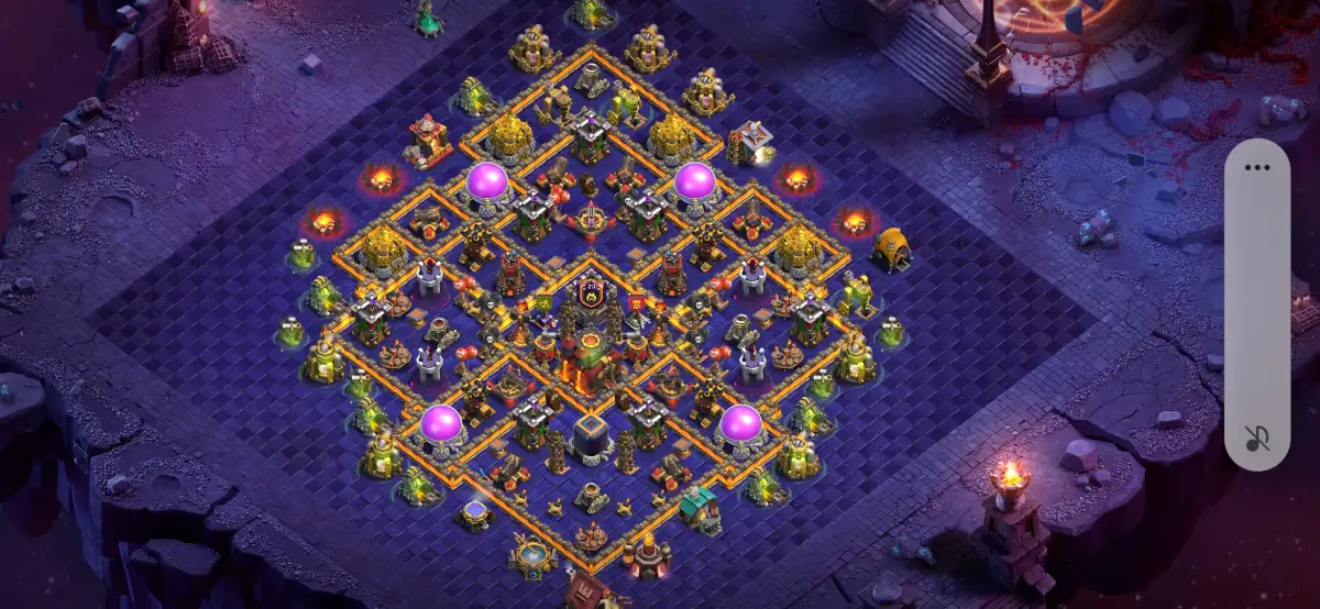 TH10 War Base with Central Town Hall and Anti-Dragon Shape