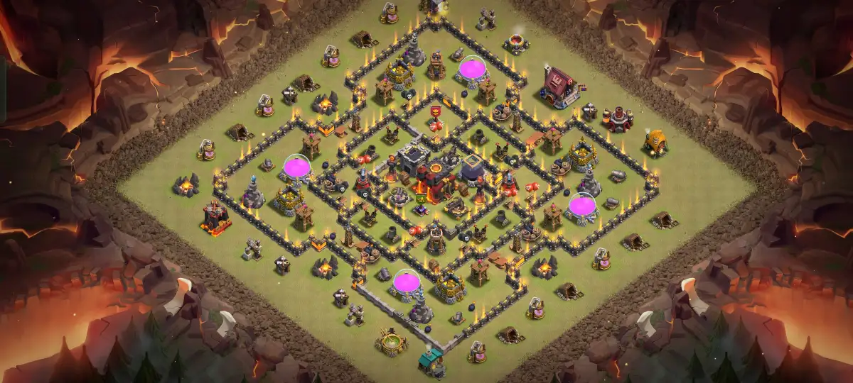 TH10 War Base Anti 3 Star Hybrid Layout with Copy Link