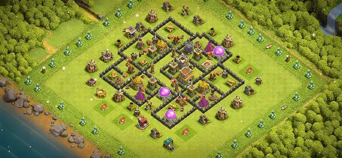 Layout Meta-Ready TH8 Defense Coc Layout | Hybrid Chinese Defense