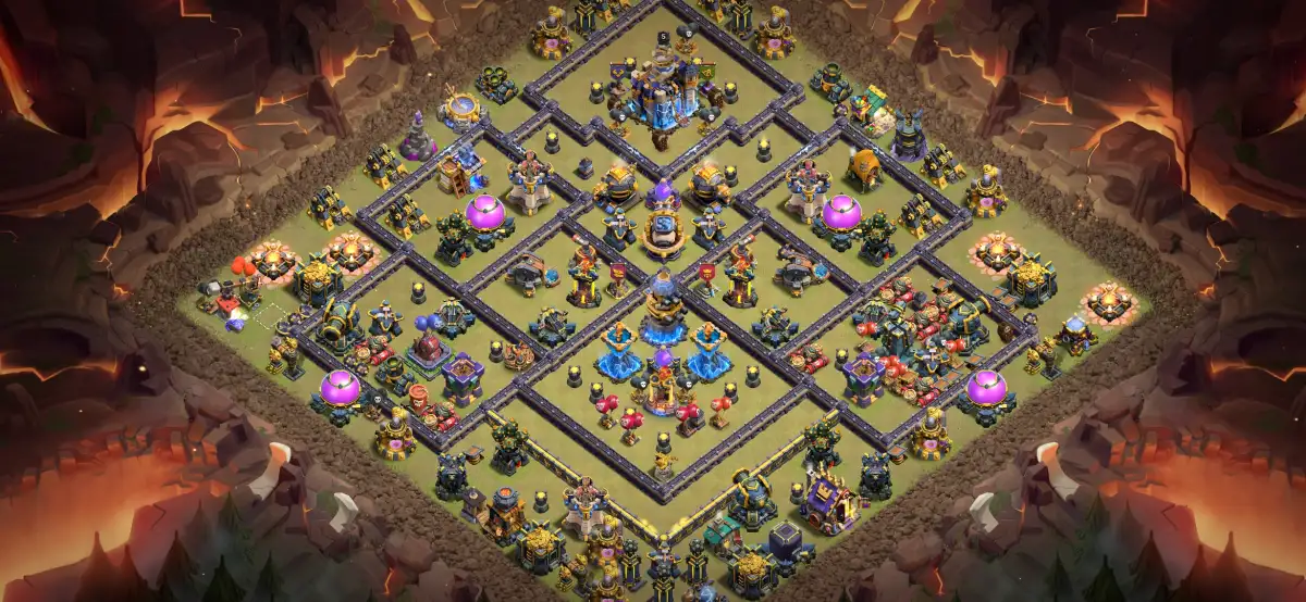 TH18 War Base – Off-Center TH Diamond with Anti 3-Star Core