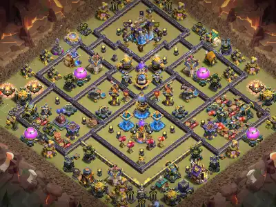 Layout TH18 War Base – Off-Center TH Diamond with Anti 3-Star Core