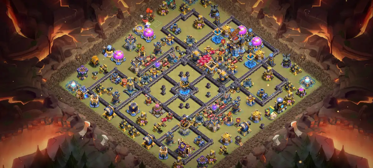 TH18 War Base with Split Core and Anti 3 Star Pathing