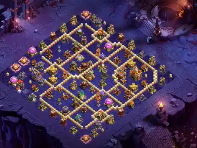 Layout TH16 War Base with Split Core Ring Walls Copy Link