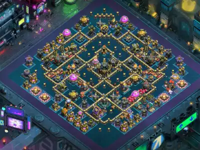 Layout TH17 War Base Anti 3 Star Ring Layout with Copy Link