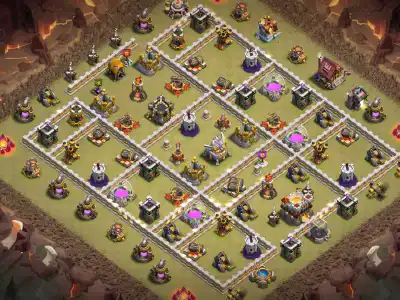Layout TH11 war base for coc with offset Town Hall - war badr