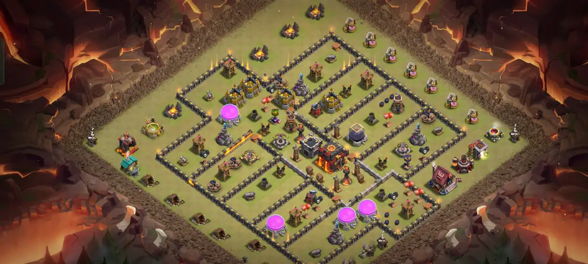 TH10 War Base Anti 3 Star Ring Style Layout with Copy Link