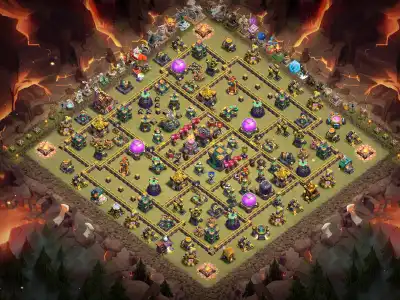 Layout TH14 War Base Built to Disrupt Electro Dragon Spam