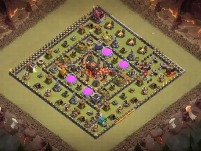 Layout TH10 War Hybrid Base Anti Dragon Layout with Copy Link