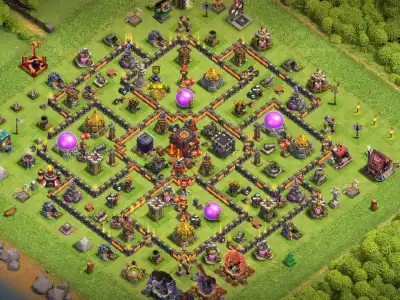 Layout TH10 Farming Base with Central Town Hall Defense