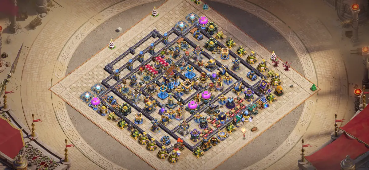 TH18 War Base with Offset Town Hall and Anti Air Shape