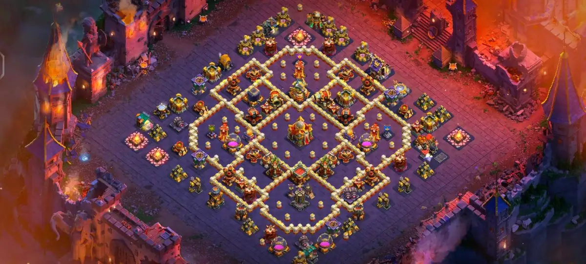 TH16 War Base Anti 2 Star Ring Layout with Copy Link