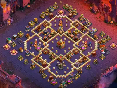 Layout TH16 War Base Anti 2 Star Ring Layout with Copy Link