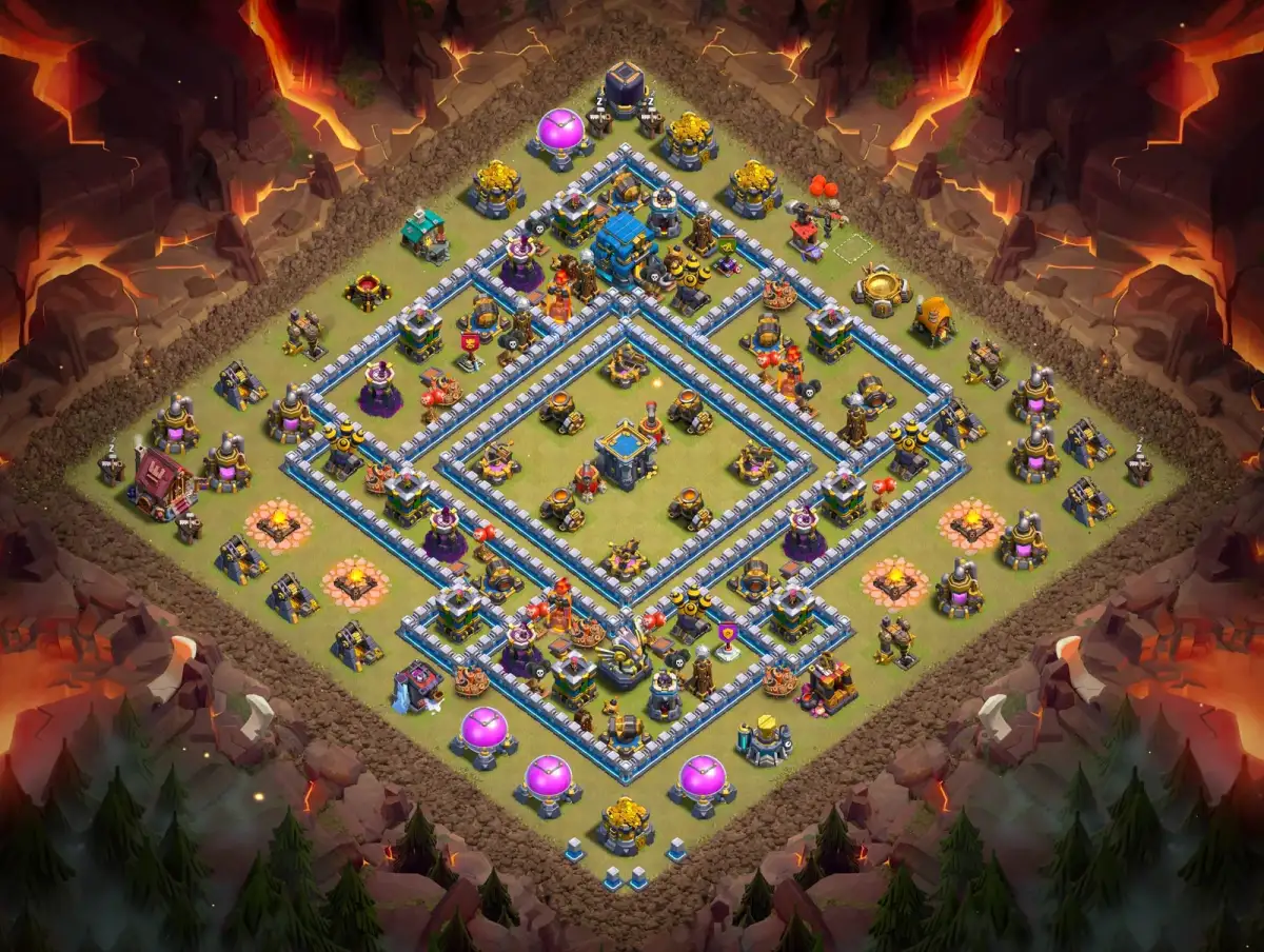 TH12 War Base Anti 3 Star Layout with Split Rings Copy Link