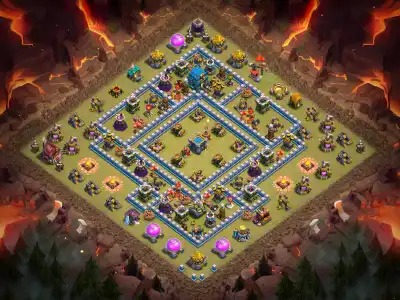 Layout TH12 War Base Anti 3 Star Layout with Split Rings Copy Link