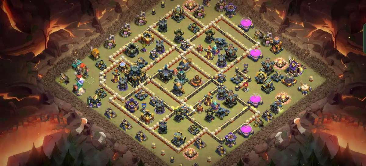 TH17 War Base with Offset Town Hall and Strong Core Pathing