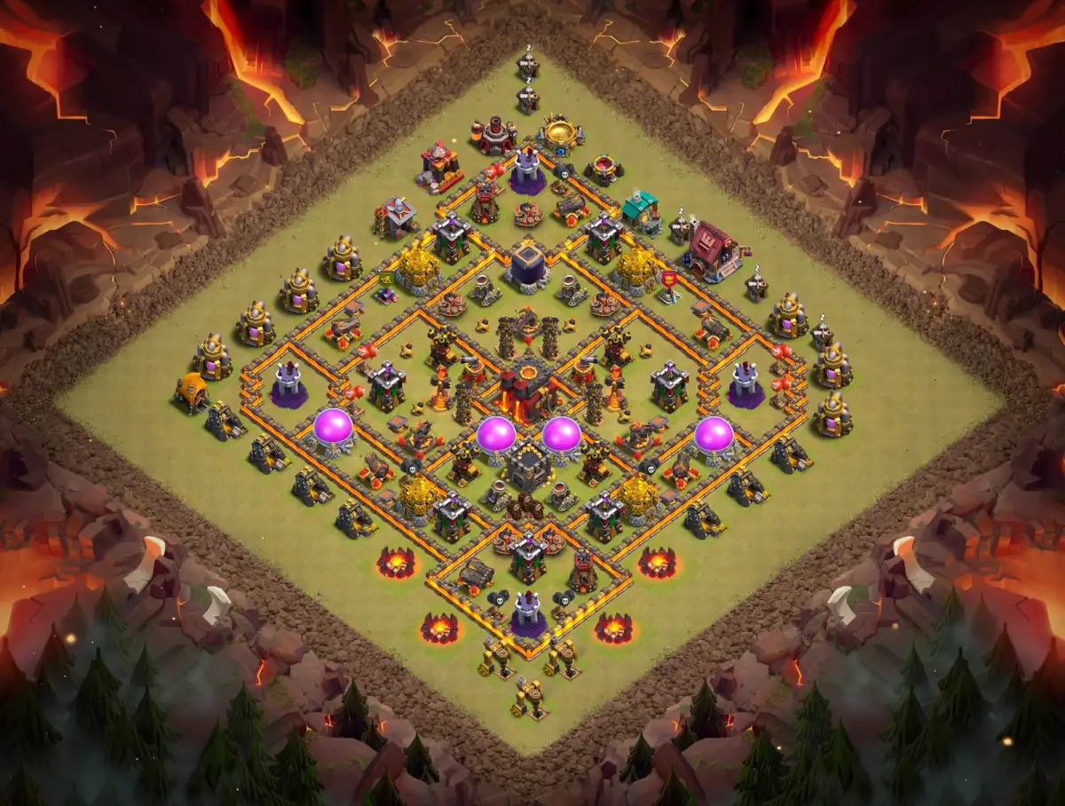 TH10 War Base Anti 3 Star with Split Infernos Copy Link