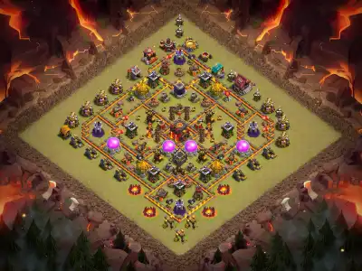 Layout TH10 War Base Anti 3 Star with Split Infernos Copy Link