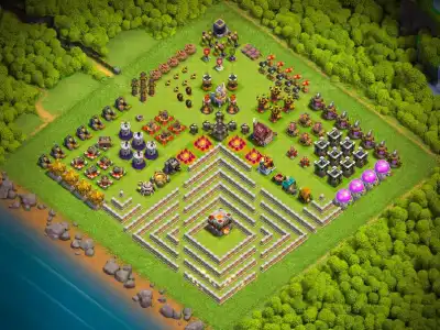Layout TH11 Troll Base Layout with Maze Trap Path Copy Link