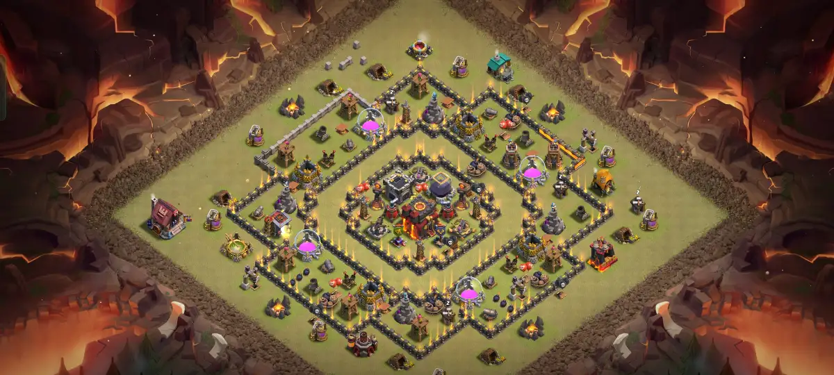 TH10 War Base Anti 2 Star Ring Layout with Copy Link