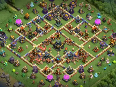 Layout TH17 War Base with Split Core Anti 3 Star Setup
