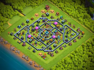 Layout TH13 Hybrid Base Copy Link for War and Trophy Defense