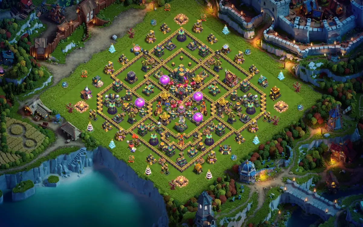 TH14 Hybrid Base with Central Town Hall Protection