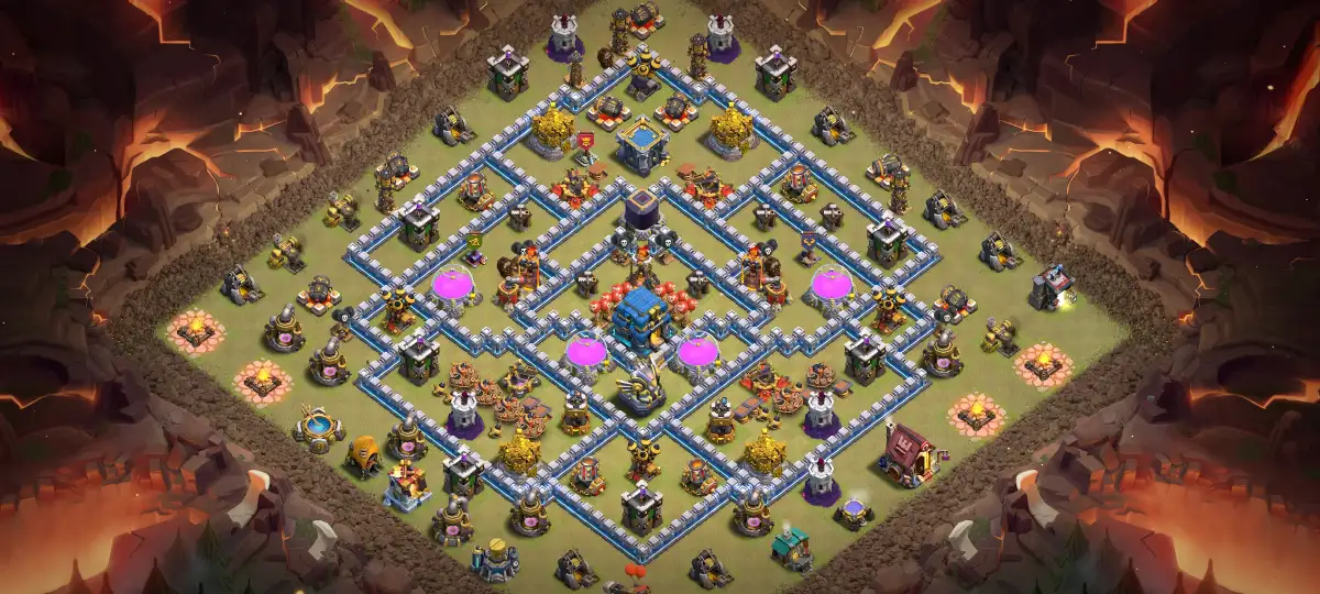 TH12 War Base with Anti Electro Dragon Air Trap Core