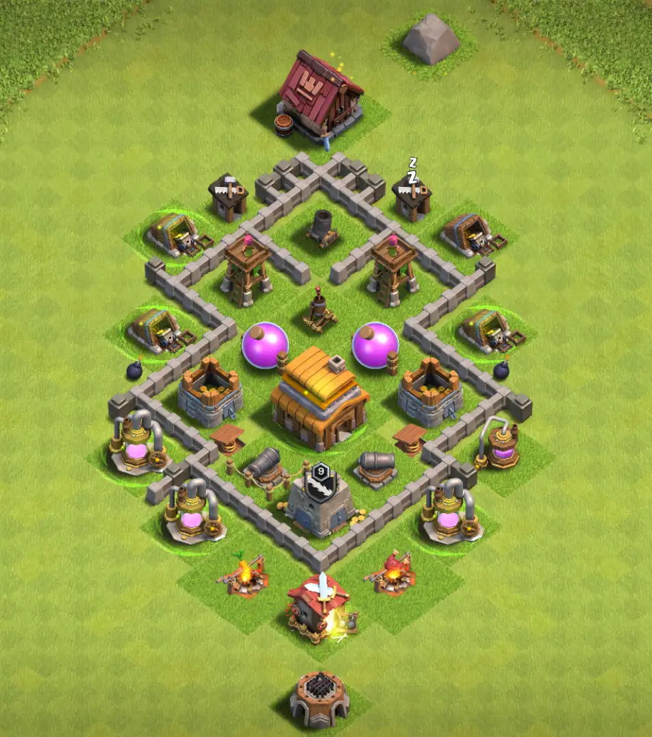 TH4 Hybrid Base for Clash of Clans with Copy Link