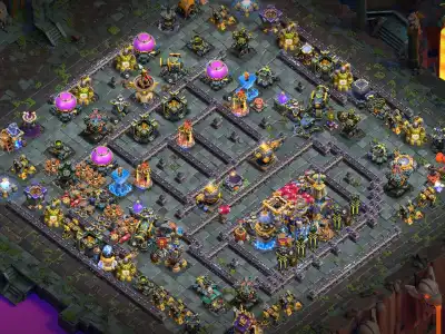 Layout LL TH18 War coc base layout for Anti 2 Star Air Hits