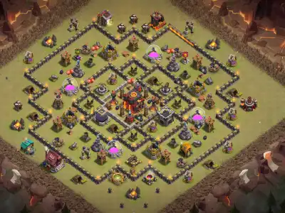 Layout TH10 War Hybrid Base Anti Air Layout with Copy Link