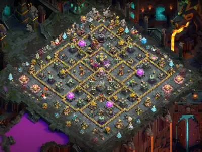 Layout TH14 War Base with Central Core and Split Compartments